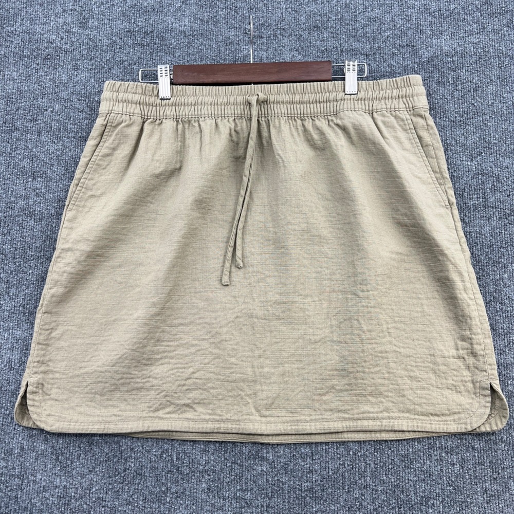 LOFT Mini Skirt Womens XL Beige Drawstring Elastic Waist Golf Coastal Summer